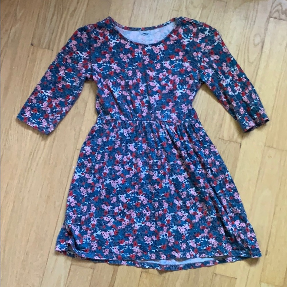 Blue floral knit dress